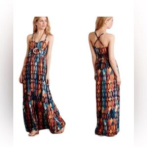 Anthropologie Maeve Noetzie Geometric Crisscross Slip Maxi Dress Size S EUC